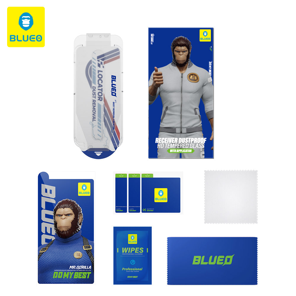 Folie de protectie Blueo Anti-Dust HD Glass with Applicator Pro compatibil cu iPhone 14 Pro Max, Negru