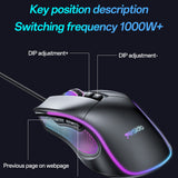 Tastatura/Mouse Yesido Wired Gaming Mouse (KB20), with RGB Light, DPI:1000-7200, USB, Windows/XP/7/8/10/11/MAC 05, 110cm, Negru