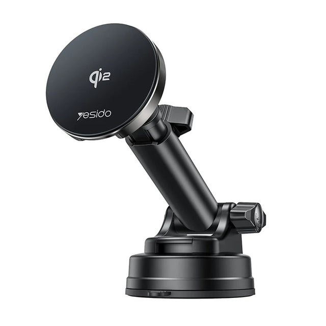 Suport Yesido with Wireless Charging (DS30), for Dashboard/Windshield/Air Vent, Type-C, 15W, Qi2.0, Negru