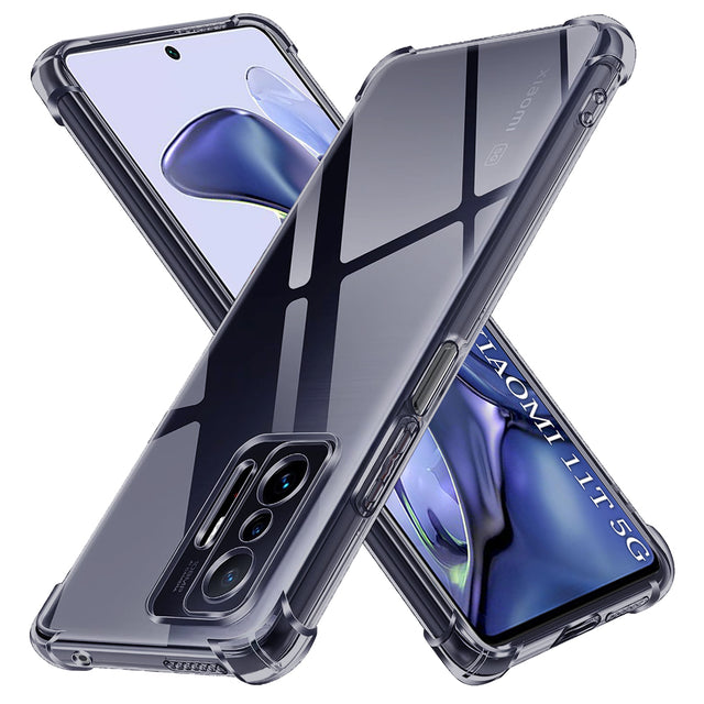 Husa de protectie Techsuit Shockproof Clear Silicone compatibil cu Xiaomi 11T / 11T Pro, Negru Fumuriu