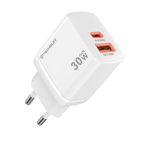 Incarcator Techsuit Duonix30W (CH1), Type-C, USB, Dual Travel Charger 30W, Alb