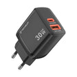 Incarcator Techsuit Duonix30W (CH1), Type-C, USB, Dual Travel Charger 30W, Negru