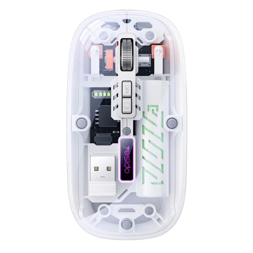 Tastatura/Mouse Yesido Wireless Mouse (KB29), Type-C, BT+ 2.4G Connection, 800/1200/1600DPI, 400mAh, Alb