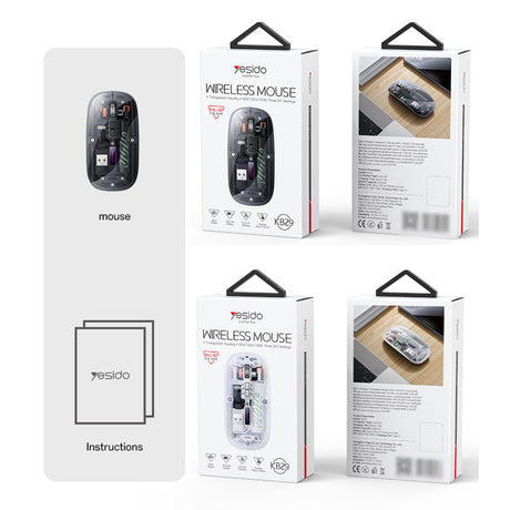 Tastatura/Mouse Yesido Wireless Mouse (KB29), Type-C, BT+ 2.4G Connection, 800/1200/1600DPI, 400mAh, Alb