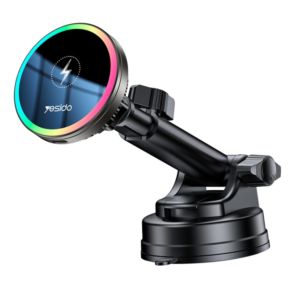 Suport Yesido with Wireless Charging (C315), for Air Outlet/Dashboard, Magnetic, Intelligent Management, 15W, Negru