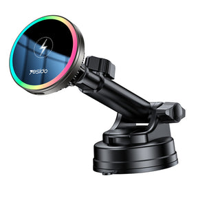 Suport Yesido with Wireless Charging (C315), for Air Outlet/Dashboard, Magnetic, Intelligent Management, 15W, Negru