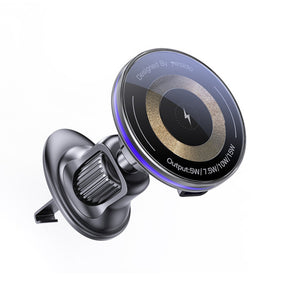 Suport Yesido with Wireless Charging (C308), for Air Vent, Flowing Light, Multi Folding Clamp Arm, Type-C, 15W, Negru