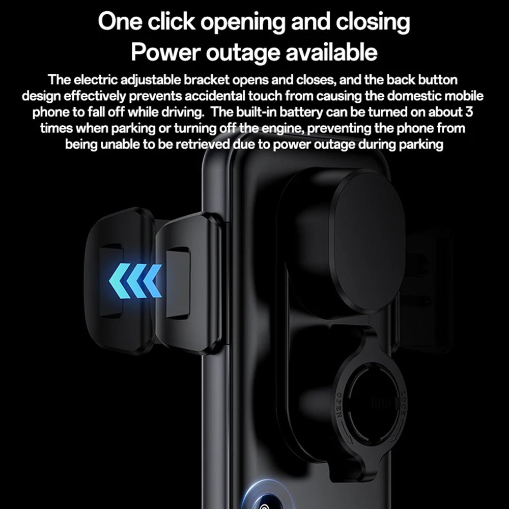 Suport Yesido with Wireless Charging (C307), for Dasboard, Electric Lock, Transparent Design, Smart Chip, 15W, Negru