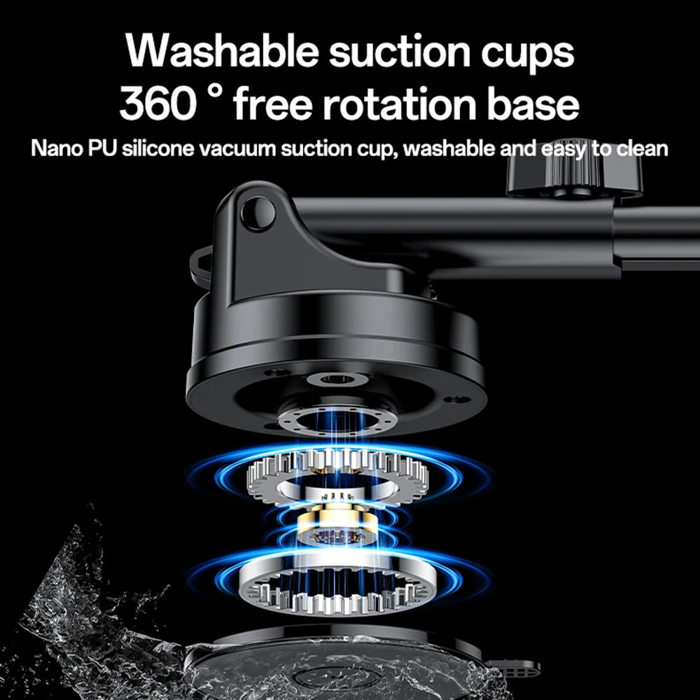 Suport Yesido with Wireless Charging (C307), for Dasboard, Electric Lock, Transparent Design, Smart Chip, 15W, Negru