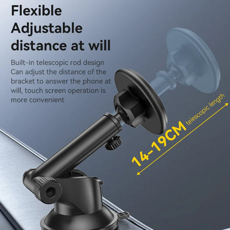 Suport Yesido (C269), Magnetic, for Dashboard, Bionic Suction Cup, Telescopic Arm, 360, Universal, Negru