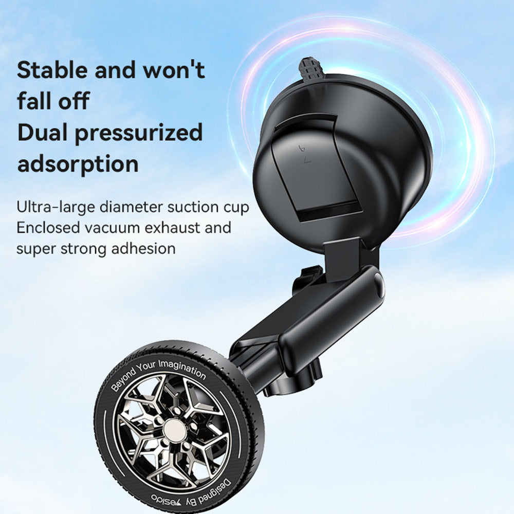 Suport Yesido (C266), Magnetic N52, for Dashboard, 360 Base, Telescopic Clamp Arm, Unique Design, 4.7-7.2 inch, Negru