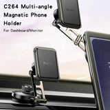Suport Yesido (C264), Magnetic, for Dashboard/Windshield, 360°, Folding Clamp Arm, Zinc Alloy, Negru