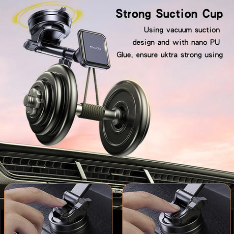 Suport Yesido (C263), Magnetic, for Dashboard/Windshield, 360°, Telescopic Clamp Arm, Universal, Negru