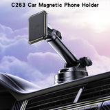 Suport Yesido (C263), Magnetic, for Dashboard/Windshield, 360°, Telescopic Clamp Arm, Universal, Negru