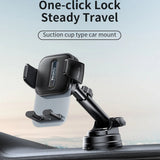 Suport Yesido (C261), for Dashboard/Windshield, 360°, Anti-slip, Transparent Panel, Telescopic Arm, Auto Clip, Negru