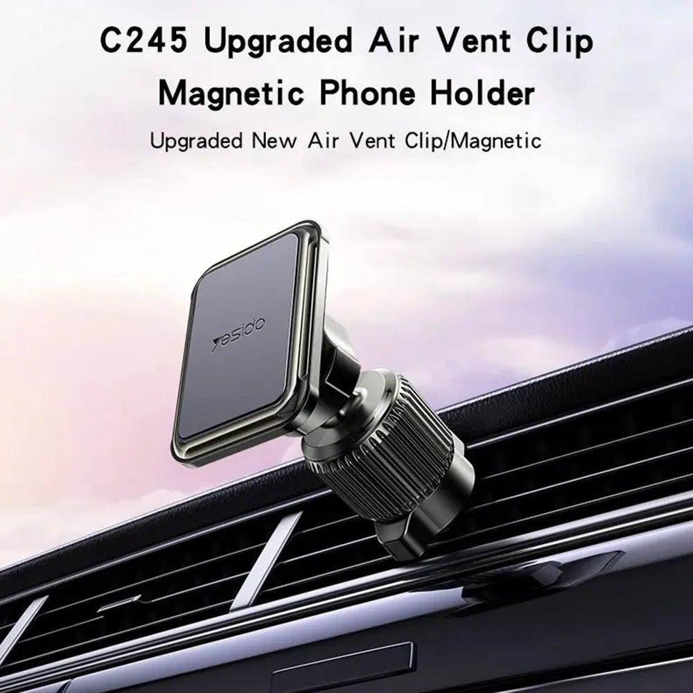 Suport Yesido (C245), Magnetic, for Air Vent, Upgraded Clip, Free Rotating Angle, Negru