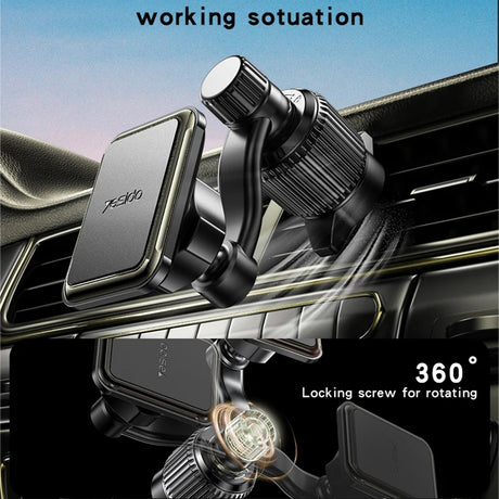Suport Yesido (C244), Magnetic, for Air Vent, Upgraded Clip, Free Rotating Angle, N42 Magnets, Negru