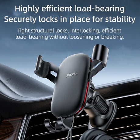 Suport Yesido (C243), for Air Vent, with Bionic Hawksbill Hook, Gravitational Lock, Negru