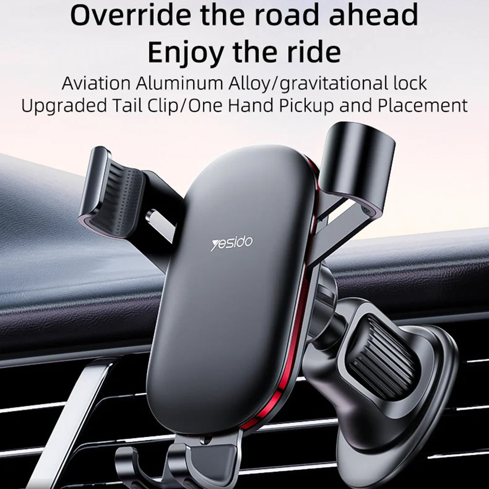 Suport Yesido (C243), for Air Vent, with Bionic Hawksbill Hook, Gravitational Lock, Negru
