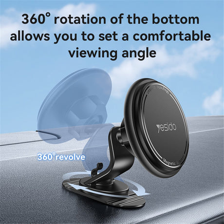 Suport Yesido (C220), Magnetic, for Air Vent, with Built-in Cable Organizer, Flexible Angle, Negru