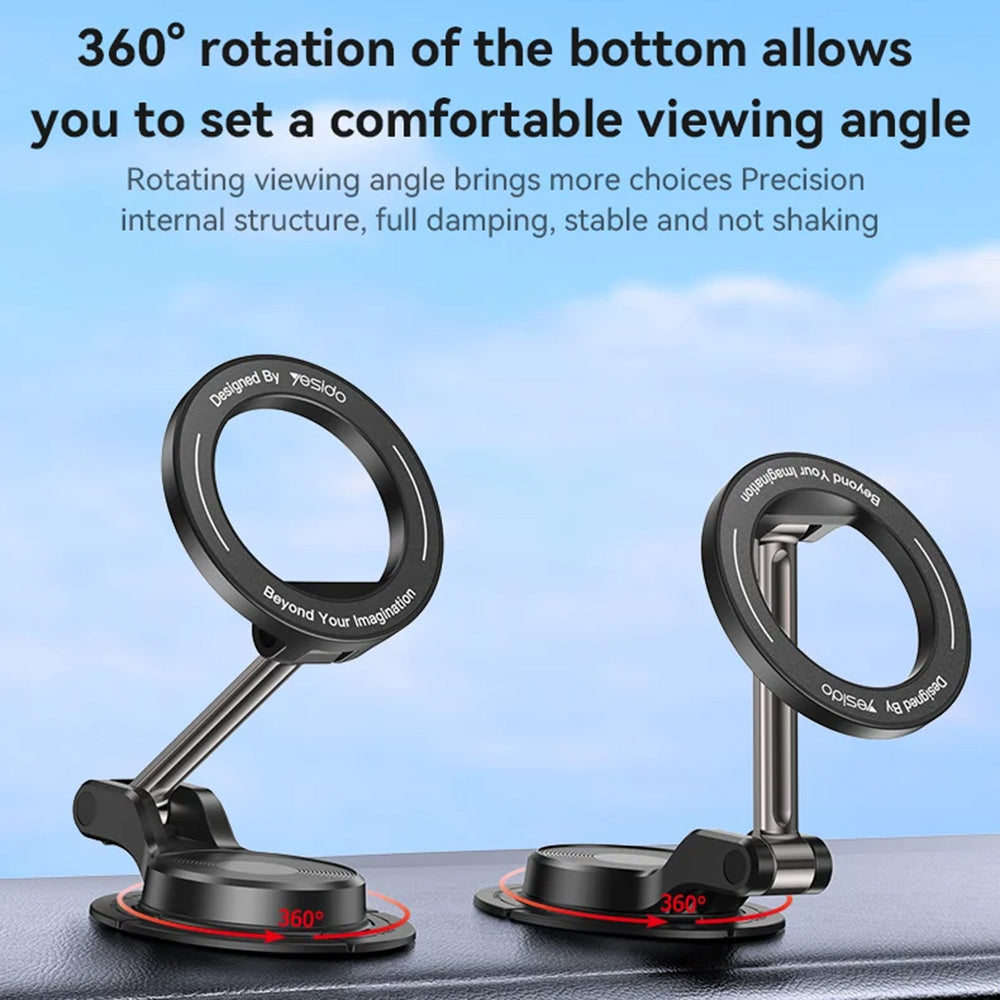 Suport Yesido (C218), Magnetic, for Dashboard, Dual-axis Design, Compatible with MagSafe, Negru