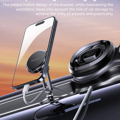 Suport Yesido (C210), Magnetic, for Dashboard, Dual Ball Head, Metal Design, Universal, Negru
