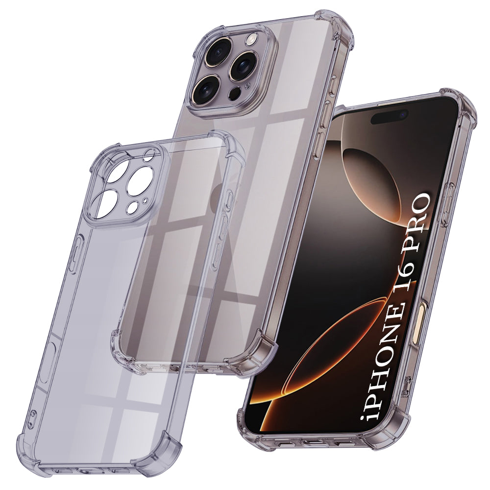 Husa de protectie Techsuit Shockproof Clear Silicone compatibil cu iPhone 16 Pro, Negru Fumuriu