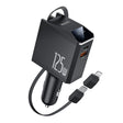 Incarcator Yesido 4in1 Car (Y71), with Type-C Retractable Cable + Lightning Adapter, Dual Port USB-A + Type-C, 125W, LED Display, Negru