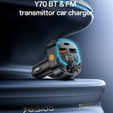 Incarcator Yesido FM Modulator and Car (Y70), Dual-Port USB-C + USB-A, Bluetooth 5.3, 15W, Negru
