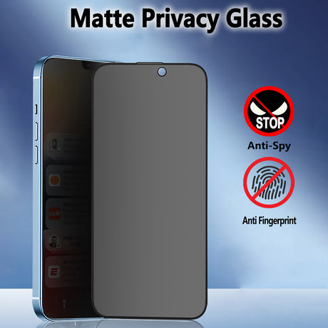 Folie de protectie Blueo Anti-Peep Privacy Glass compatibil cu iPhone 14 Pro, Negru Mat