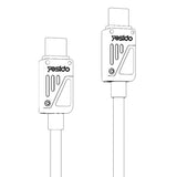 Cablu Yesido (CA196), Type-C to Type-C, Fast Charging, 480Mbps, PD60W, CarPlay Compatible, Zinc Alloy, 1.2m, Negru
