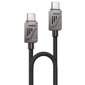 Cablu Yesido (CA196), Type-C to Type-C, Fast Charging, 480Mbps, PD60W, CarPlay Compatible, Zinc Alloy, 1.2m, Negru