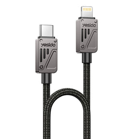 Cablu Yesido (CA195), Type-C to Lightning, Fast Charging, PD27W, CarPlay Compatible, Zinc Alloy, 1.2m, Negru