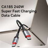 Cablu Yesido (CA186), Type-C to Type-C, Fast Charging, 480Mbps, 240W, 48V/5A, E-Mark Chip, Nylon Braided, 2m, Negru