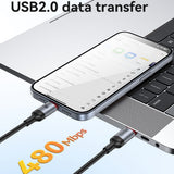 Cablu Yesido (CA185), Type-C to Type-C, Fast Charging, 480Mbps, 240W, 48V/5A, E-Mark Chip, Nylon Braided, 1.2m, Negru