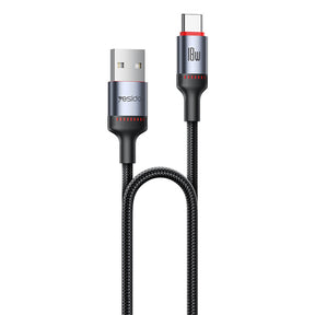 Cablu Yesido (CA130C), USB to Type-C, Fast Charge, 18W, 3A, 480Mbps, CarPlay Compatible, Aluminum Alloy, 2m, Negru