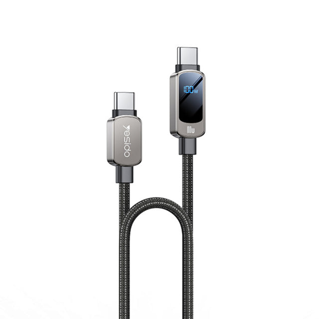 Cablu Yesido (CA179), Super Fast Charging, with Digital Display, Type-C to Type-C, 100W, 5A, 480Mbps, 1.2m, Negru
