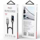 Cablu Yesido (CA180), Super Fast Charging, with Digital Display, Type-C to Lightning, 27W, 3A, 480Mbps, 1.2m, Negru