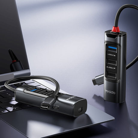 Hub/Dock Yesido Docking Station 5in1 (HB24), Type-C to 3x USB, USB-C, Mini DisplayPort, PD100W, Fast Charge, 4K@30Hz, 5Gbps, Gri