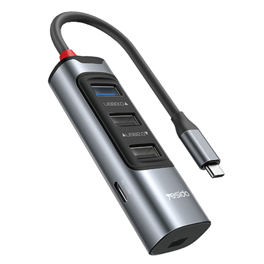 Hub/Dock Yesido Docking Station 5in1 (HB24), Type-C to 3x USB, USB-C, Mini DisplayPort, PD100W, Fast Charge, 4K@30Hz, 5Gbps, Gri