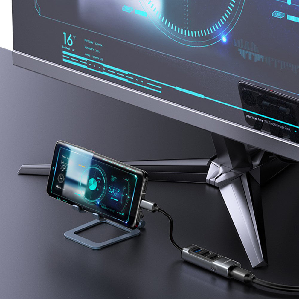 Hub/Dock Yesido Docking Station 5in1 (HB24), Type-C to 3x USB, USB-C, Mini DisplayPort, PD100W, Fast Charge, 4K@30Hz, 5Gbps, Gri