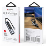 Hub/Dock Yesido Docking Station 5in1 (HB23), Type-C to 3x USB, USB-C, DisplayPort, PD100W, Fast Charge, 4K@30Hz, 5Gbps, Gri