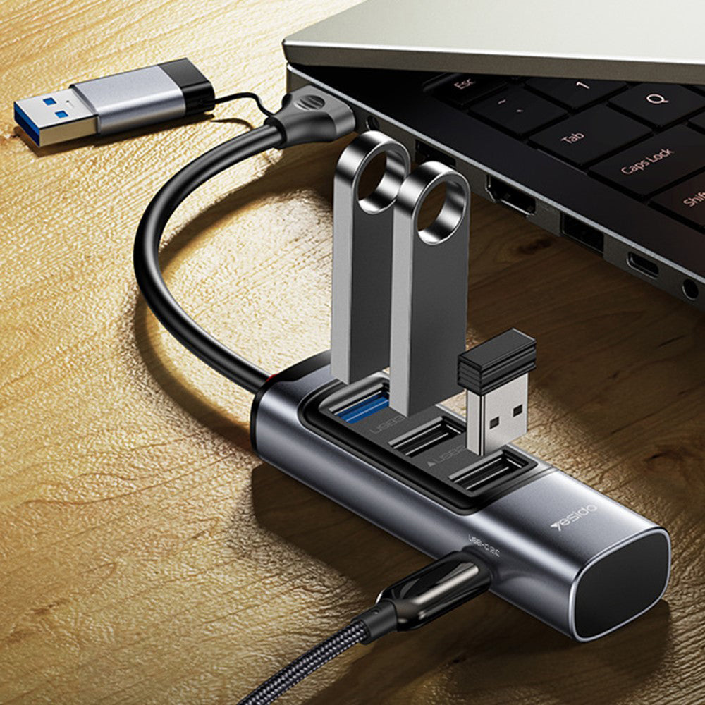 Hub Yesido (HB19), USB Type-C to 3x USB, 5Gbps, Gri