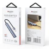Hub/Dock Yesido Docking Station 4in1 (HB18), USB to 1x USB3.0, 3x USB2.0, Plug&Play, 5Gbps, Aluminum Alloy, Gri