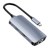 Hub/Dock Yesido Docking Station (HB15), Type-C to 2x USB, USB-C, SD/TF Card, RJ45, 1000Mbps, Plug & Play, Gri