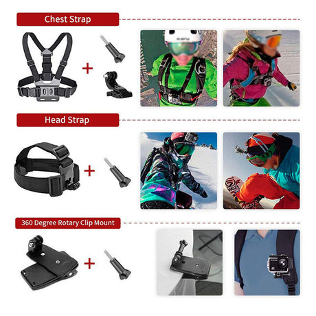 Suport Techsuit Accessory Kit CamQuest 15in1 (SA15), for GoPro Action Camera, Negru