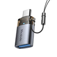 Adaptor Mcdodo OTG Adapter (OT-7400), USB3.0 to Type-C, Aluminium Alloy, Charging & Data Sync, 5Gbps, Blue Light, Lanyard, Negru