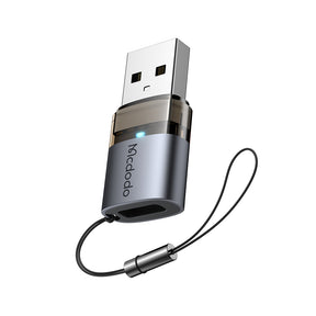 Adaptor Mcdodo OTG Adapter (OT-7580), Type-C to USB3.0, Aluminium Alloy, Charging&Data Sync, with Indicator Light, Lanyard, Negru