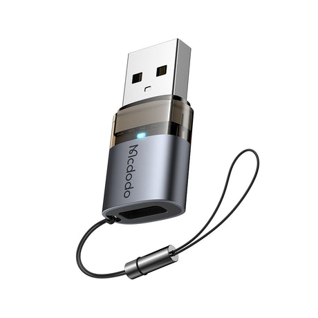 Adaptor Mcdodo OTG Adapter (OT-7580), Type-C to USB3.0, Aluminium Alloy, Charging&Data Sync, with Indicator Light, Lanyard, Negru