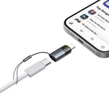 Adaptor Mcdodo OTG Adapter (OT-7630), USB-C to Lightning, Aluminium Alloy, Charging & Data Sync, 36W, Blue Light, Lanyard, Negru